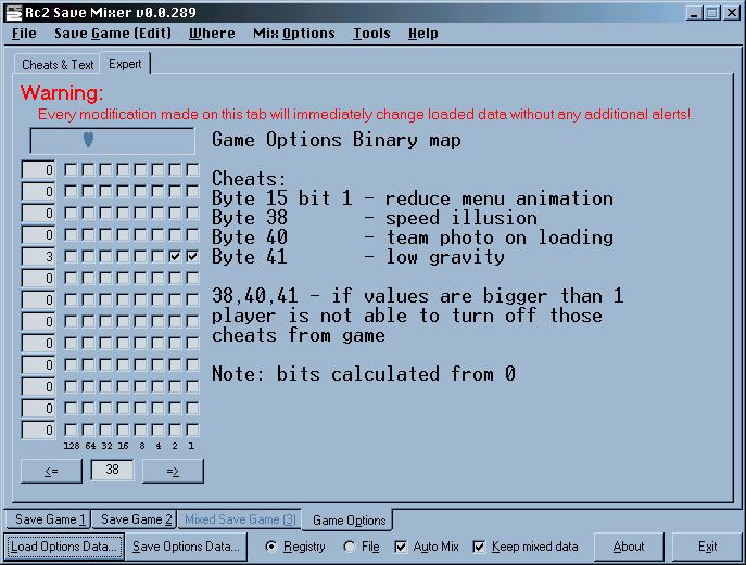 bined game options